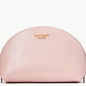 Kate Spade Morgan Dome Cosmetic Bag NWT Saffiano Leather Dune Pink